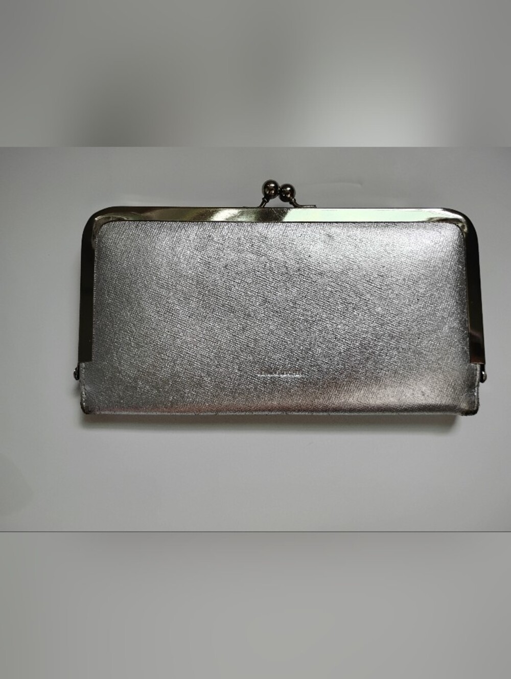 Genuine Pebbled Leather Silver Wallet Royal Blue Classic Kiss Clasp - Picture 5 of 9